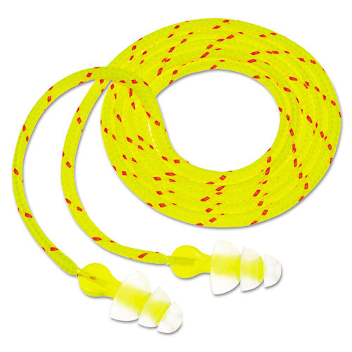 3M™ Tri-flange Earplugs Corded 26 Db Nrr Yellow/orange 400 Pairs