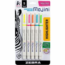 Zebra Pen Mojini Single Ended Highlighters-4 Mm Marker Point Size-Chisel Marker Point StyleWater Based Ink-5/Pack