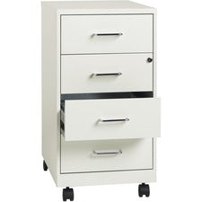 LYS Mobile Storage Cabinet-14.3" X 18" X 26.5"-4 X Drawers For File-Letter  Legal-Glide Suspension  Locking Drawer  Mobility-White-Steel-Recycled-Assembly Required