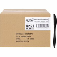 Genuine Joe Medium-weight Individually Wrapped Knives-1000/Carton-Knife-Breakroom-Disposable-Black