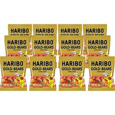 HARIBO Gold-Bears Gummi Candy-Lemon  Orange  Pineapple  Raspberry  Strawberry-0.50 Oz-12/Carton