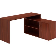 LYS L-Shape Workstation With Cabinet-For-Table TopLaminated L-shaped Top-29.50" Height X 60" Width X 47.25" Depth-Assembly Required-Mahogany-Particleboard-1 Each
