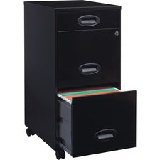 LYS SOHO File Cabinet-14.3" X 18" X 29.5"-3 X Drawers For File  Accessories  Document-Letter-Vertical-Storage Drawer  Locking Drawer  Recessed Handle  Glide Suspension  Casters-Black-Baked Enamel-Steel-Recycled