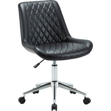 LYS Low Back Office Chair-Black Plywood  Bonded Leather Seat-Black Plywood  Vinyl Back-Low Back-1 Each