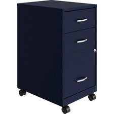 LYS SOHO 3-Drawer Organizer Metal File Cabinet-14.3" X 18" X 26.7"-3 X Drawers For File  Accessories-Letter-Storage Drawer  Mobility  Wheels  Glide Suspension  Drawer Extension  Locking Drawer-Blue-Metal-Recycled