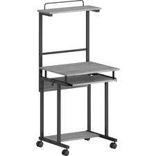 LYS Mobile Computer Workstation With Keyboard Tray-For-Table TopWeathered Charcoal Laminate Top-53.50" Height X 23.63" Width X 20.63" Depth-Assembly Required-Medium Density Fiberboard MDF Top Material-1 Each