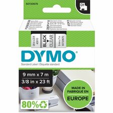 Dymo S0720670 D1 40910 Tape 9mm X 7m Black On Clear-23/64" Width X 22 31/32 Ft Length-Black On Clear-1 Each-Easy Peel  Durable