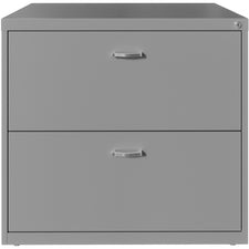 LYS SOHO Lateral File-30" X 17.6" X 27.8"-2 X Drawers For File-Sliding Doors-Letter-Lateral-Durable  Interlocking  Anti-tip  Ball Bearing Slide  Removable Lock  Ball-bearing Suspension  Pull Handle-Silver-Steel-Recycled-Assembly Required