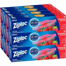 Ziploc&reg  Gallon Storage Bags-1 Gal Capacity-Clear-Plastic-12/Carton-Storage  Vegetables  Fruit  Cosmetics  Yarn