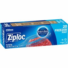 Ziploc&reg  Grip N' Seal Freezer Bags-5" Width X 7" Length-Blue-Plastic-20/Box-Food  Meat  Poultry  Fish