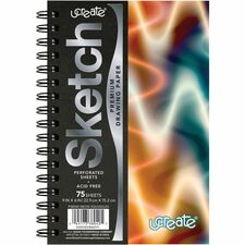 Pacon Fashion Sketch Book-75 Pages-Spiral-120 G/m&#178  Grammage-9" X 6"-Neon Neon Abstract Cover-Acid-free  Perforated  Durable
