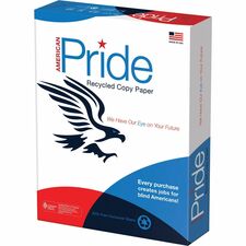 American Pride Recycled Copy Paper-White-Letter-8 1/2" X 11"-20 Lb Basis Weight-10/Carton-SFI