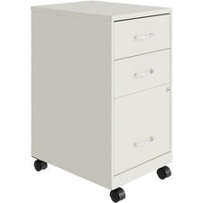LYS SOHO 3-Drawer Organizer Metal File Cabinet-14.3" X 18" X 26.7"-3 X Drawers For File  Accessories-Letter-Storage Drawer  Mobility  Wheels  Glide Suspension  Drawer Extension  Locking Drawer-White-Metal-Recycled