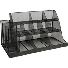 Mind Reader 14-Compartment Coffee/Condiment Organizer-14 Compartments-3 Tiers-12.8" Height X 24" Width X 12" Depth-Counter  Desktop-Lightweight  Durable  Durable  Sturdy  Food Safe  Non-slip  Easy To Clean-Black-Metal Mesh  Iron  Plastic-1 Each