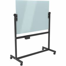 U Brands Magnetic Glass Dry Erase Board Rolling Easel-35" 2.9 Ft Width X 47" 3.9 Ft Height-Frosted White Tempered Glass Surface-Rectangle-Horizontal-Floor Standing  Portable-1 Each