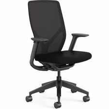 HON Flexion Task Chair-Black Fabric Seat-Black Mesh Back-Black Frame-5-star Base-Armrest-1 Each