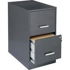 LYS SOHO File Cabinet-14.3" X 22" X 26.7"-2 X Drawers For File  Document-Letter-Glide Suspension  Locking Drawer  Pull Handle-Metallic Charcoal-Baked Enamel-Steel-Recycled-Assembly Required