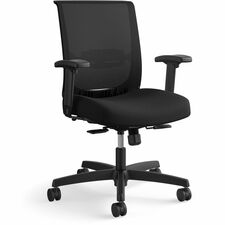 HON Convergence Synchro Tilt Task Chair-Black Fabric Seat-Black Back-Low Back-5-star Base-Armrest-1 Each