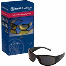 Kimberly-Clark Professional Smith & Wesson Elite Safety Glasses-Recommended For: Workplace-Compact Design  Lightweight  Anti-scratch  Wraparound Lens  Anti-fog-UVA  UVB  UVC Protection-12/Box