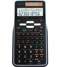 Sharp Scientific Calculator With 2-line Display-273 Functions-Durable  3-D Light Reflecting Cover-2 Lines-12 Digits-LCD-Battery/Solar Powered-Battery Included-6.4" X 3.4" X 0.6"-Black-1 Each