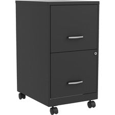 LYS Mobile File Cabinet-14.3" X 18" X 26.5"-2 X Drawers For File  Document-Letter-Glide Suspension  Locking Drawer  Mobility  Pull Handle-Black-Baked Enamel-Steel-Recycled-Assembly Required