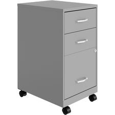 LYS SOHO 3-Drawer Organizer Metal File Cabinet-14.3" X 18" X 26.7"-3 X Drawers For File  Accessories-Letter-Storage Drawer  Mobility  Wheels  Glide Suspension  Drawer Extension  Locking Drawer-Gray-Metal-Recycled