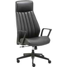 LYS High-Back Bonded Leather Chair-Bonded Leather Seat-Bonded Leather Back-High Back-Black-Armrest-1 Each