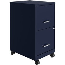 LYS Mobile File Cabinet-14.3" X 18" X 26.5"-2 X Drawers For File  Document-Letter-Glide Suspension  Locking Drawer  Mobility  Pull Handle-Navy-Baked Enamel-Steel-Recycled-Assembly Required