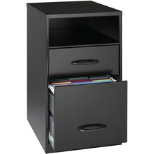 LYS SOHO File Cabinet-14.3" X 18" X 24.5"-2 X Drawers For Accessories  File-Letter-Vertical-Storage Drawer  Pull Handle  Glide Suspension-Black-Baked Enamel-Steel-Recycled