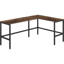 LYS SOHO L-Shape Metal Frame Desk-For-Table TopL-shaped Top-Contemporary Style X 67" Table Top Width X 47.25" Table Top Depth X 1" Table Top Thickness-29.50" Height-Assembly Required-Rustic Oak-High Pressure Laminate HPL-1 Each