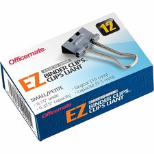 Officemate Binder Clip-Small-2.8" Length X 1.7" Width-0.38" Size Capacity-for Binder-12/Box-Gray