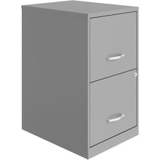 LYS SOHO File Cabinet-14.3" X 18" X 24.5"-2 X Drawers For File  Document-Letter-Vertical-Glide Suspension  Locking Drawer  Pull Handle-Silver-Baked Enamel-Steel-Recycled-Assembly Required