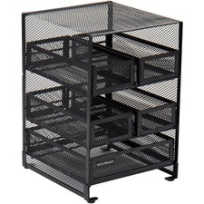 Mind Reader Network 5-Compartment Tea Bag Organizer-30 X Tea Bag-5 Compartments-5 Drawers-10" Height X 6.8" Width7" Length-Counter  Desktop  Tabletop-Removable Drawer  Easy To Clean  Non-skid Base  Rubber Feet  Compact-Black-Metal Mesh-1 Each
