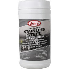 Claire Stainless Steel Wipe-Ready-To-Use Wipe-Citrus Scent-9.50" Width X 12" Length-40/Tub-Purple