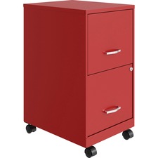 LYS Mobile File Cabinet-14.3" X 18" X 26.5"-2 X Drawers For File  Document-Letter-Glide Suspension  Locking Drawer  Mobility  Pull Handle-Red-Baked Enamel-Steel-Recycled-Assembly Required