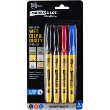 Avery&reg  UltraDuty Markers  Bullet Tip  4 Assorted Markers 29848-Bold Marker Point-1 Mm Marker Point Size-Bullet Marker Point Style-Black  Red  Blue-Polyester Tip-4 Pack