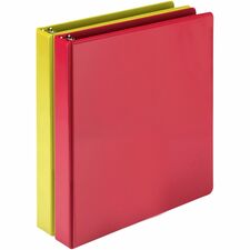 Samsill Durable Three-Ring View Binder-1" Binder Capacity-225 Sheet Capacity-3 X D-Ring Fasteners-2 Internal Pockets-Polypropylene  Chipboard-Yellow-Recycled-Durable  PVC-free  Ink-transfer Resistant  Clear Overlay  Sturdy-1 Each