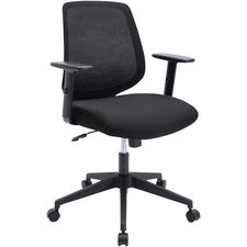 LYS Mid-Back Task Chair-Fabric Seat-Mid Back-5-star Base-Black-Armrest-1 Each