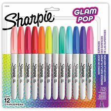 Sanford Glam Pop Permanent Markers-Fine Marker Point-Assorted-12/Pack