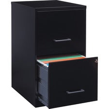 LYS SOHO File Cabinet-14.3" X 18" X 24.5"-2 X Drawers For File  Document-Letter-Glide Suspension  Locking Drawer  Pull Handle-Black-Baked Enamel-Steel-Recycled-Assembly Required