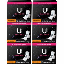 U By Kotex Ultra Thin Overnight Pads-WithWings-6/Carton-Absorbent  Odor-absorbing  Individually Wrapped  Anti-leak