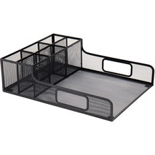 Mind Reader Serving Tray Countertop Organizer-7 Compartments-5.5" Height X 11.5" Width14.8" Length-Counter-Portable  Lightweight  Durable  Easy To Clean-Black-Metal Mesh-1 Each
