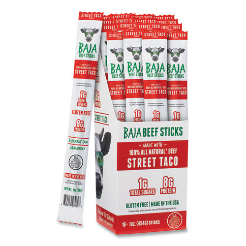 Baja Jerky Beef Sticks Street Taco 1 Oz Stick 16/pack