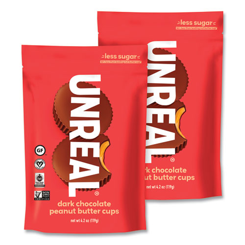 UNREAL Dark Chocolate Peanut Butter Cups 4.2 Oz Bag 2/Case