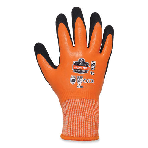 Ergodyne Proflex 7551 Ansi A5 Coated Waterproof Cr Gloves Orange X-large Pair