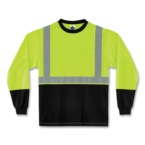 Ergodyne Glowear 8291bk Type R Class 2 Black Front Long Sleeve T-shirt Polyester 5x-large Lime