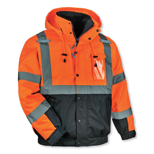 Ergodyne Glowear 8381 Class 3 Hi-vis 4-in-1 Quilted Bomber Jacket Orange 2x-large