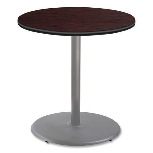 NPS Cafe Table 36" Diameterx36h Round Top/base Mahogany Top Gray Base