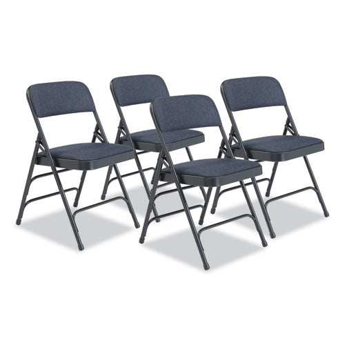 NPS 2300 Series Deluxe Fabric Upholstered Triple Brace Folding Chair Supports 500 Lb Imperial Blue 4/ct Ships In 1-3 Bus Days