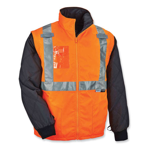 Ergodyne Glowear 8287 Class 2 Hi-vis Jacket With Removable Sleeves 4x-large Orange